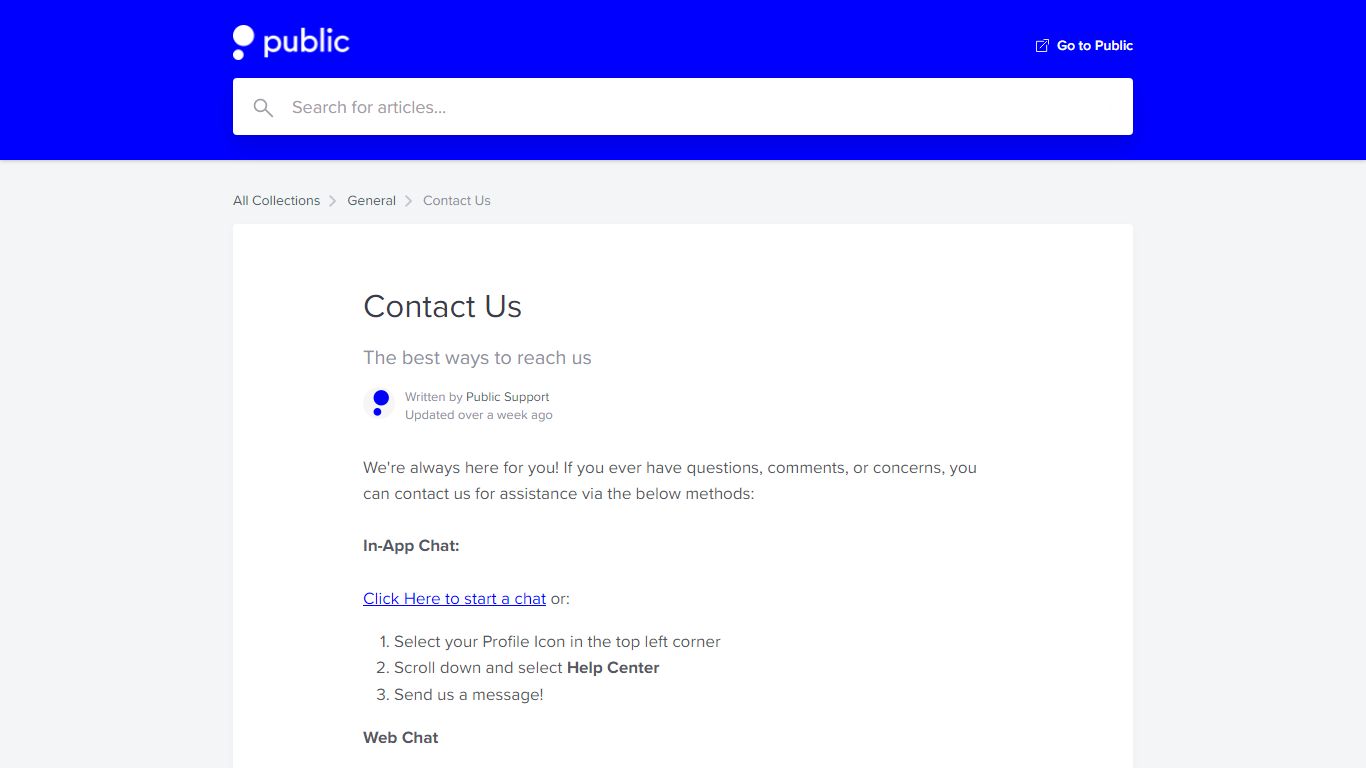Contact Us | Public FAQ
